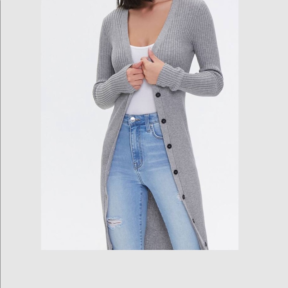 Grey Long Cardigan